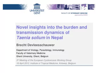 Novel insights into the burden and  transmission dynamics of Taenia solium in Nepal  Brecht