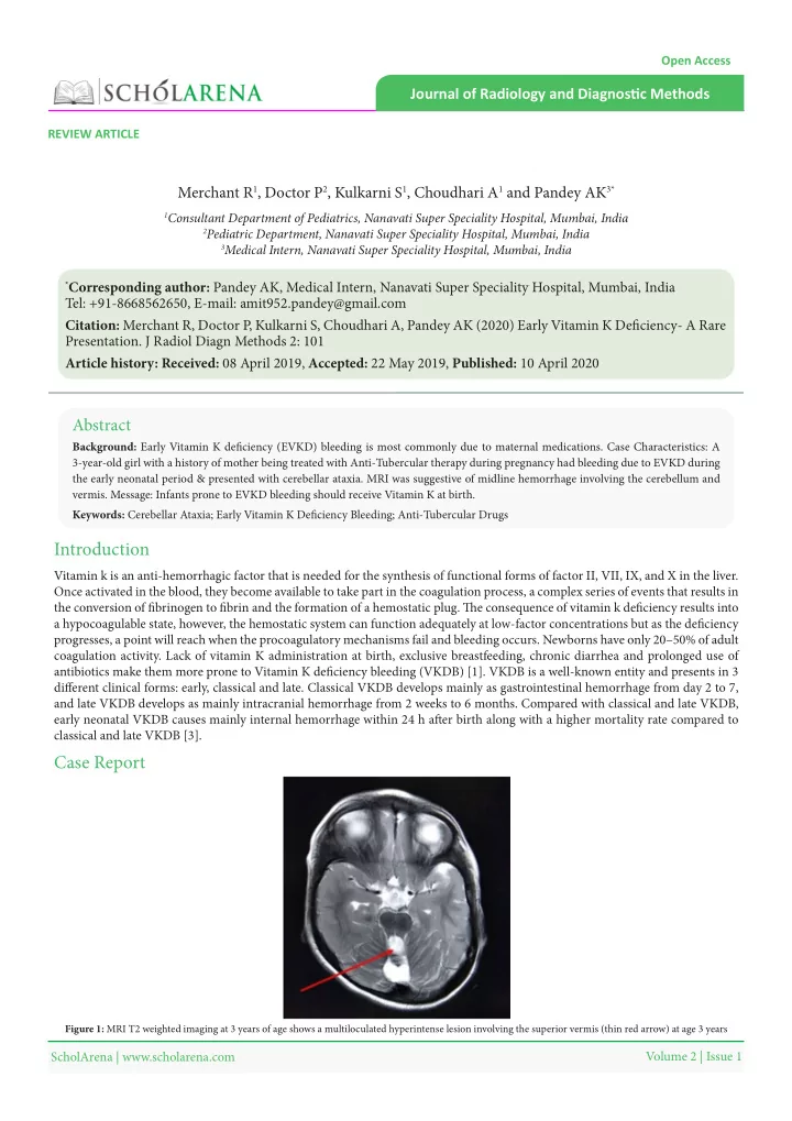 early vitamin k defjciency a rare presentation