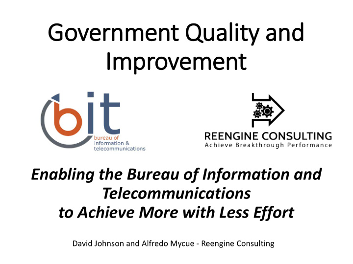 gover ernmen ent qu quality y and imp mprovement