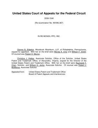 United States Court of Appeals for the Federal Circuit  2008-1546  (Re-examination No. 90/006,467)