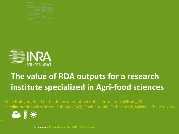 the value of rda outputs for a research institute