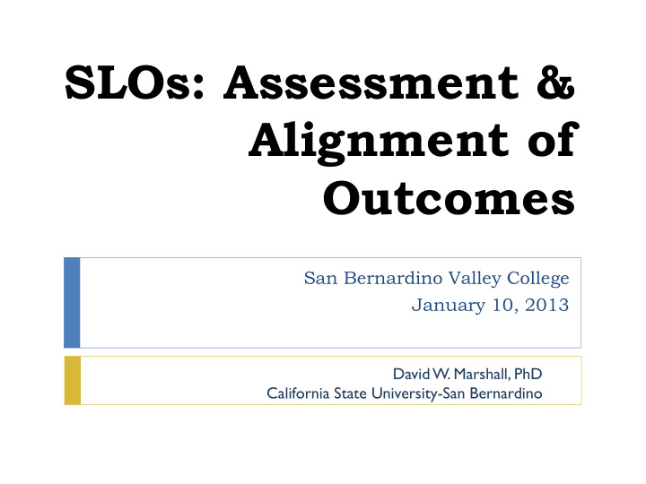slos assessment alignment of outcomes