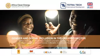 GENDER AND SOCIAL INCLUSION IN THE OFF-GRID SECTOR  What measures should we take to support