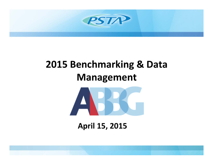 2015 benchmarking data management