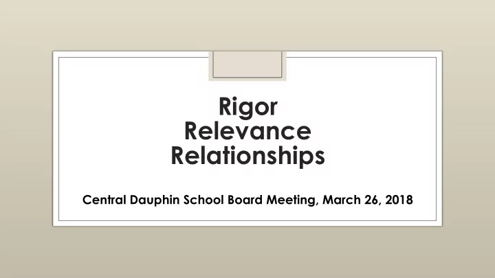 rigor relevance relationships