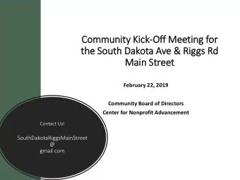 Community Ki  Kick  ck-Off  f Mee  eeti  ting f  for  the S  South Da  Dakot  ota Ave &amp;  &amp;