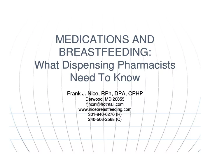 medications and medications and breastfeeding