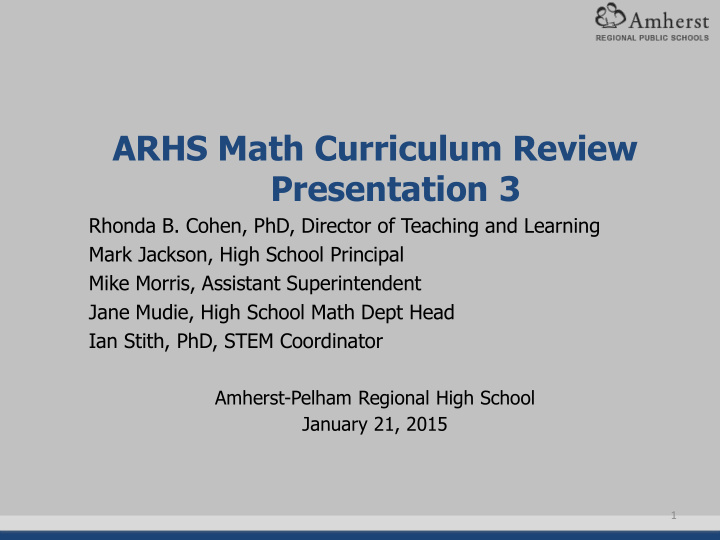 arhs math curriculum review