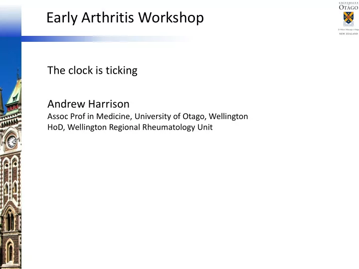 early arthritis workshop