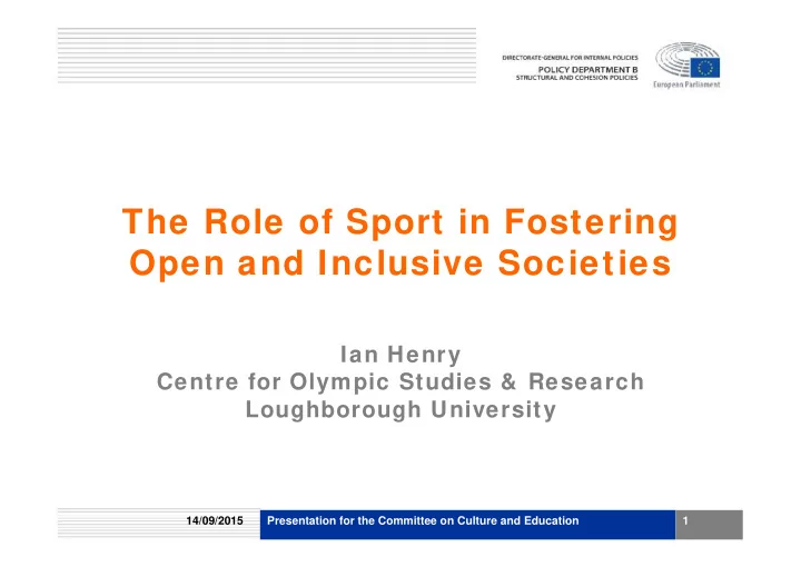 the role of sport in fostering open and inclusive
