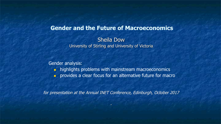 gender and the future of macroeconomics