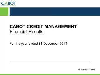 Financial Results  For the year ended 31 December 2018  28 February 2019  DISCLAIMER This