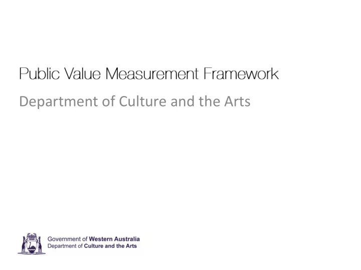 department of culture and the arts