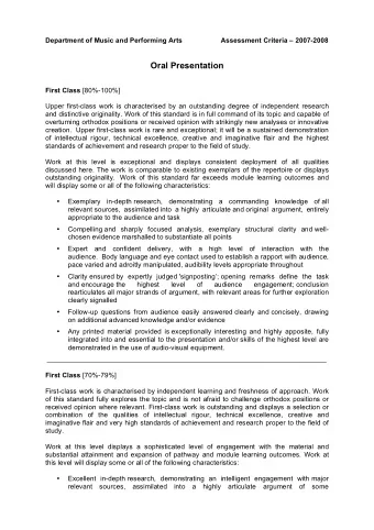 Oral Presentation First Class [80%-100%]  Upper first-class work is characterised by an outstanding