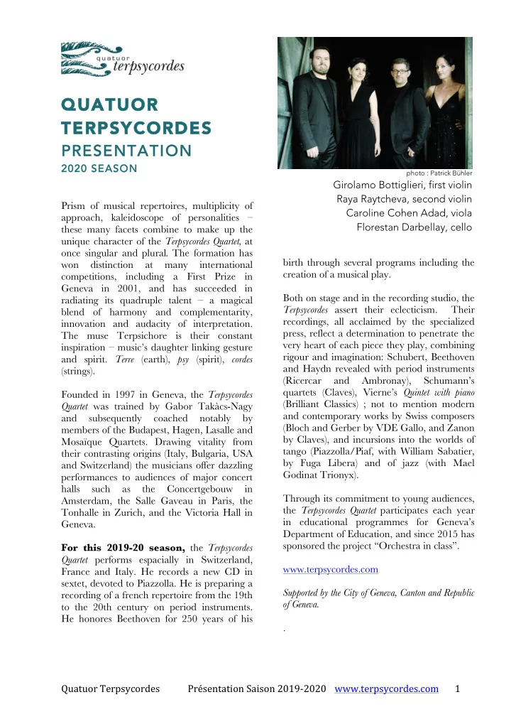 qu quatuor or terpsyc terpsycord rdes es