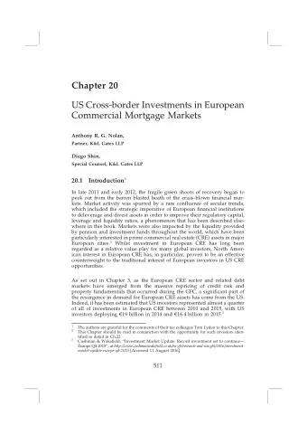 Chapter 20  US Cross-border Investments in European  Commercial Mortgage Markets  Anthony R. G.