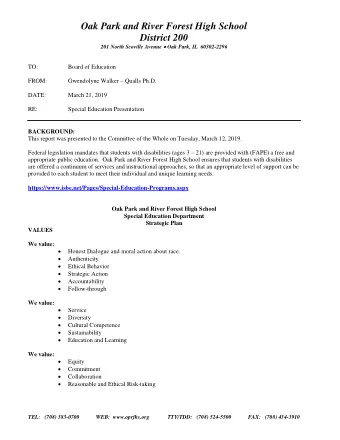 Oak Park and River Forest High School  District 200 201 North Scoville Avenue  Oak Park, IL