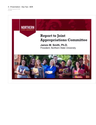Appropriations Committee James M. Smith, Ph.D.  President, Northern State University Northern State