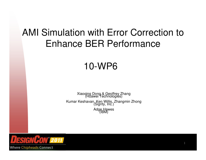 ami simulation with error correction to enhance ber