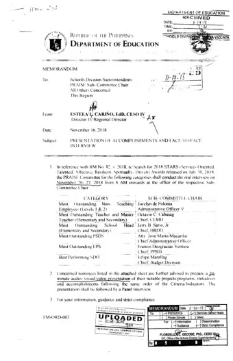 ,.  Thts Region  . ESTEI.A 1 1j. CARINO, EdD, CESO I,Y X  From J '1&quot; 11&quot;  Director