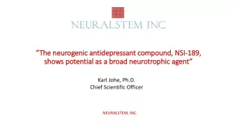 Th  The neurog  ogenic a  c antidepressant c  com  ompou  ound, N  NSI  SI-189  189,  shows pot