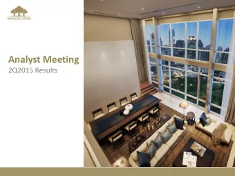 Analyst Meeting  2Q2015 Results Disclaimer Disclaimer  The views expressed here contain some