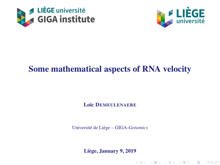 some mathematical aspects of rna velocity