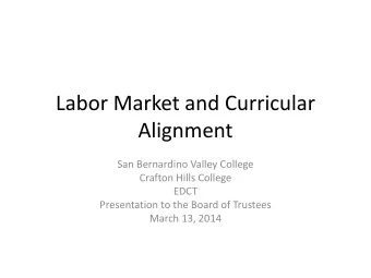 Labor Market and Curricular  Alignment  San Bernardino Valley College  Crafton Hills College  EDCT