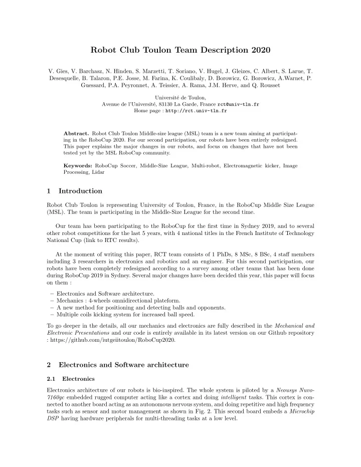 robot club toulon team description 2020