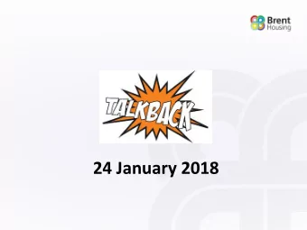 24 January 2018  Talkback  Agenda  24 January 2018 7.00pm Welcome and Housekeeping  Christina