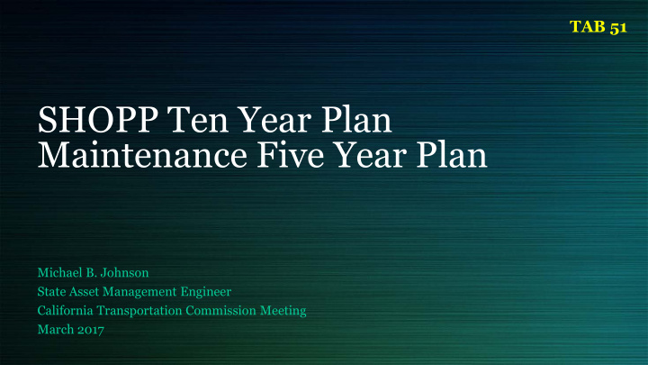 shopp ten year plan maintenance five year plan