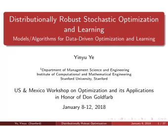 Distributionally Robust Stochastic Optimization  and Learning  Models/Algorithms for Data-Driven