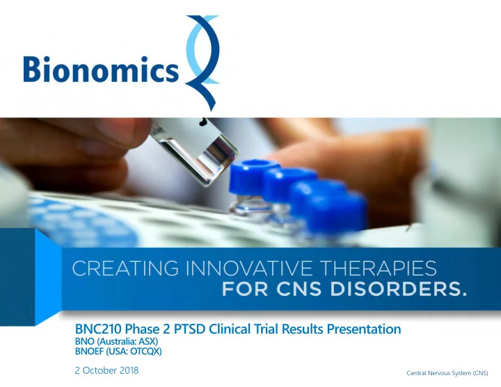 bnc210 phase 2 ptsd clinical trial results presentation