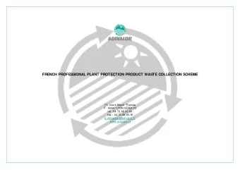 FRENCH PROFESSIONAL PLANT PROTECTION PRODUCT WASTE COLLECTION SCHEME  71, cours Albert Thomas  F -