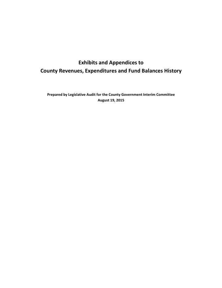 exhibits and appendices to county revenues expenditures