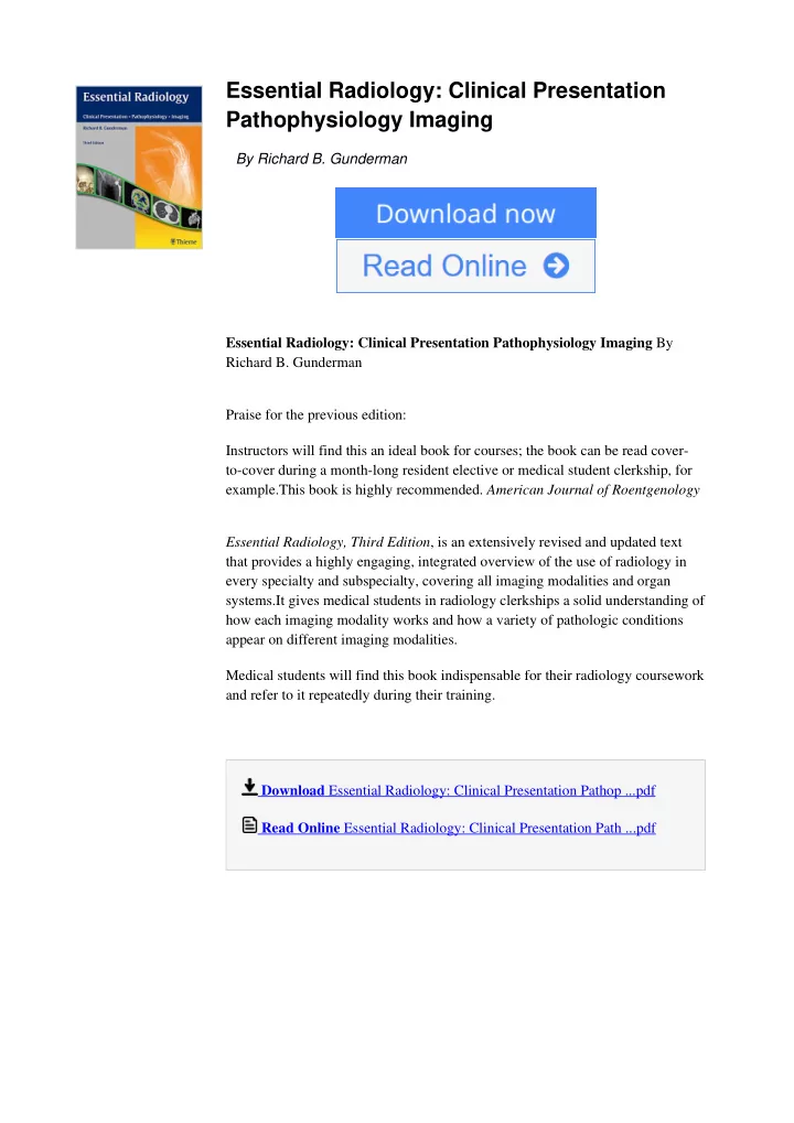 essential radiology clinical presentation pathophysiology