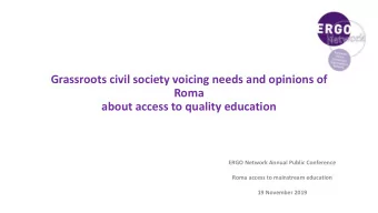 Roma  about access to quality education  ERGO Network Annual Public Conference  Roma access to