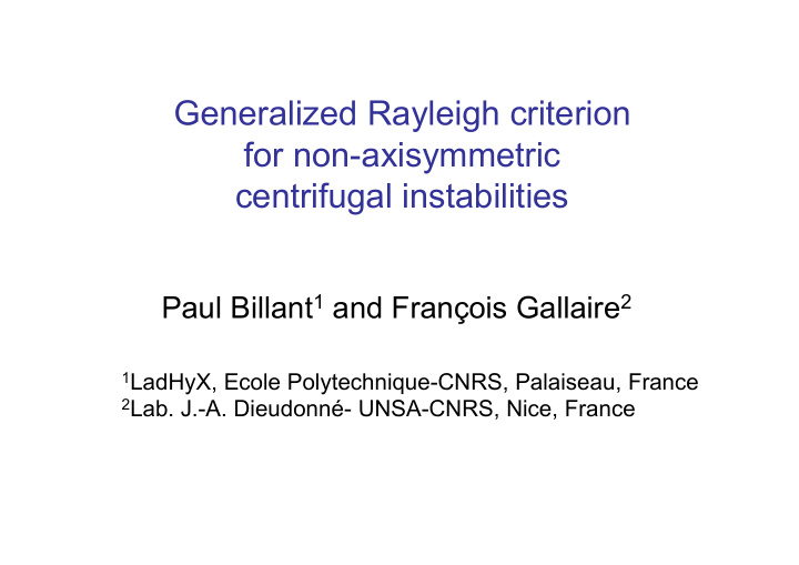 generalized rayleigh criterion for non axisymmetric