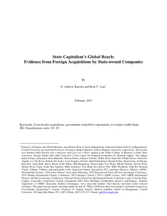 State Capitalisms Global Reach: Evidence from Foreign Acquisitions by State-owned Companies  By
