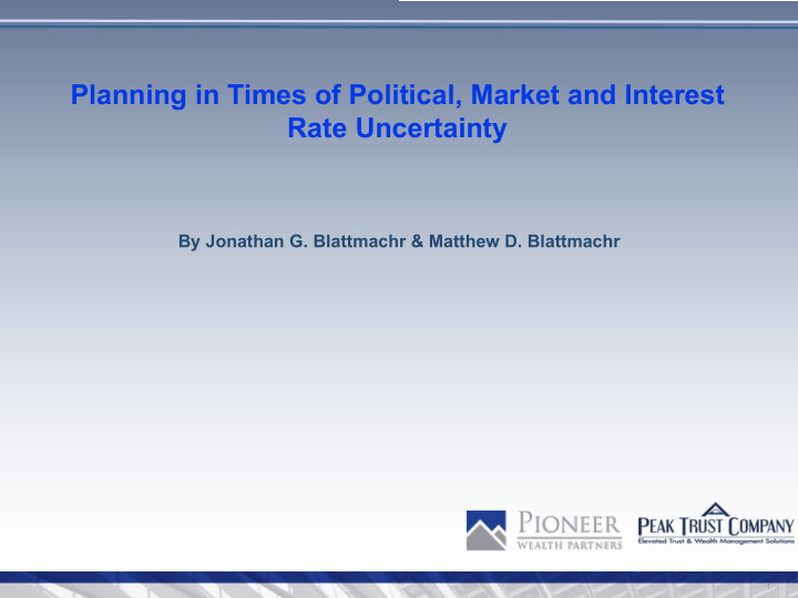 planning in times of political market and interest rate