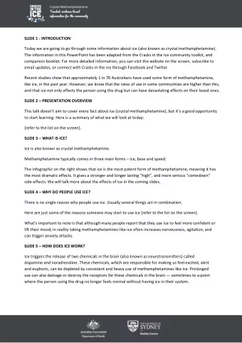 SLIDE 1 - INTRODUCTION  Today we are going to go through some information about ice (also known as