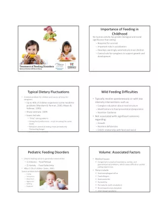 Importance of Feeding in  Childhood No human activity has greater biological and social