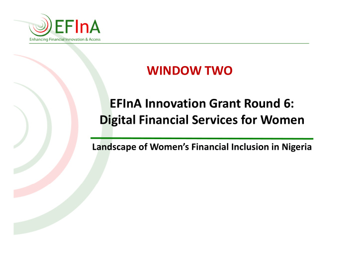 window two efina innovation grant round 6 digital
