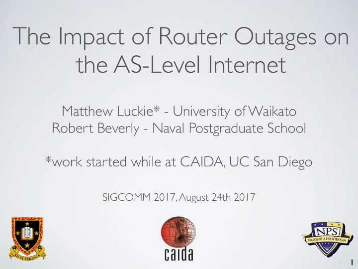 the impact of router outages on the as level internet
