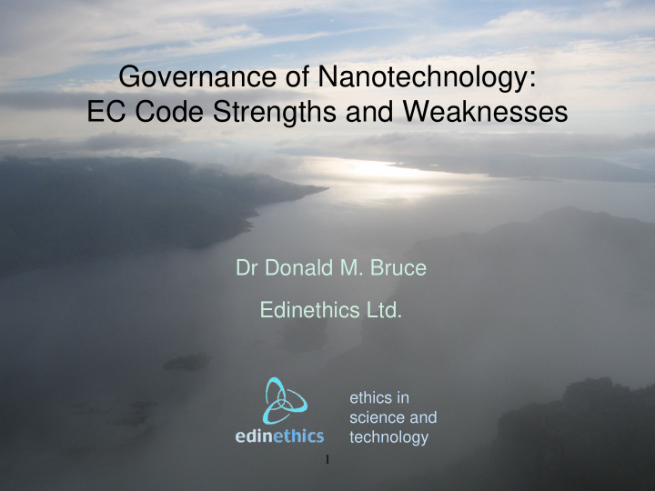 governance of nanotechnology ec code strengths and