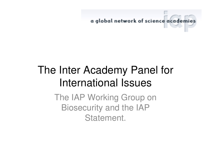 the inter academy panel for international issues