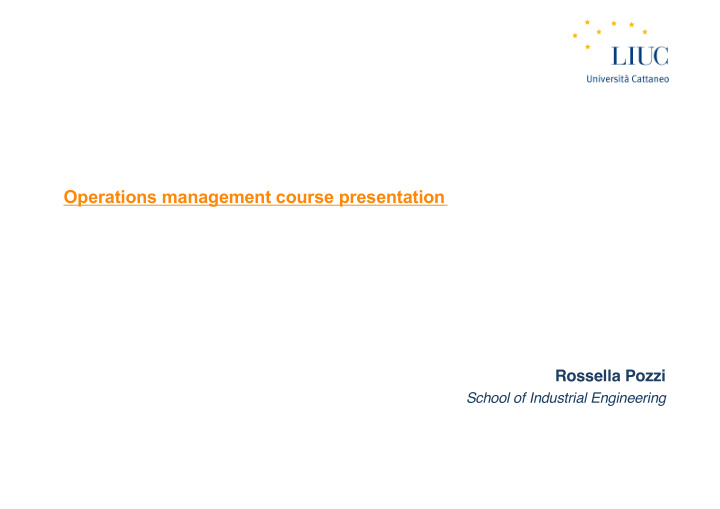 operations management course presentation