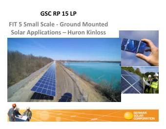 GSC RP 15 LP  FIT 5 Small Scale - Ground Mounted  Solar Applications  Huron Kinloss  FIT 5