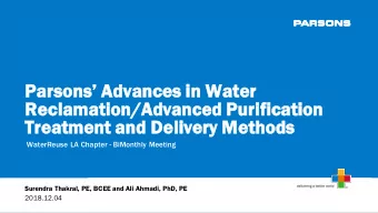 Parson  sons  s Advances  es in Water  er  Reclama  mation/  n/Advanc  nced Purification  n