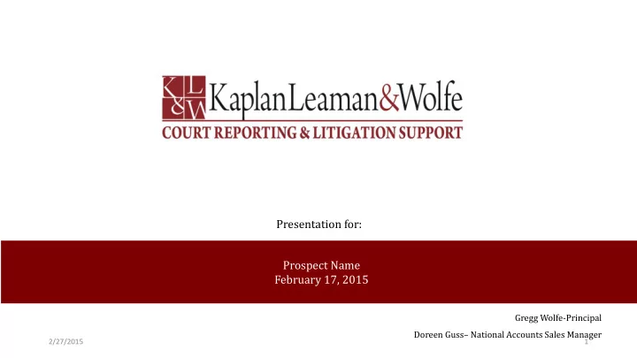 presentation for prospect name february 17 2015